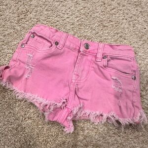 Dennys- Designer Pink Distressed Denim Shorts